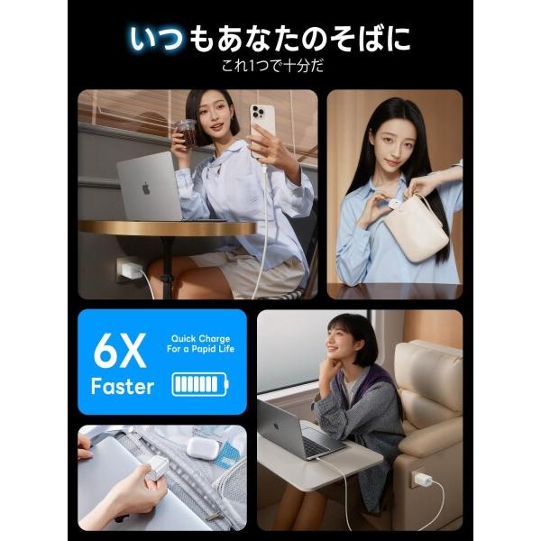 PD-充電器-65W USB-C 折り畳み MacBook-充電器急速充電器-Type-C GaN