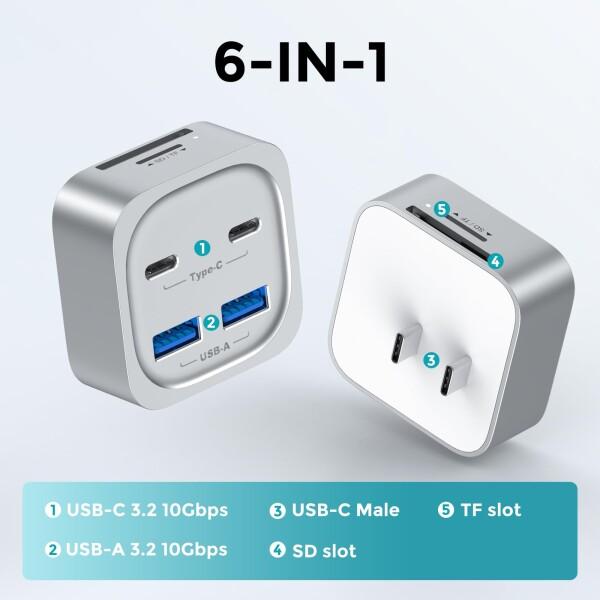 Mac mini M4 ハブ、6-in-1 フロントアクセスドッキングステーション