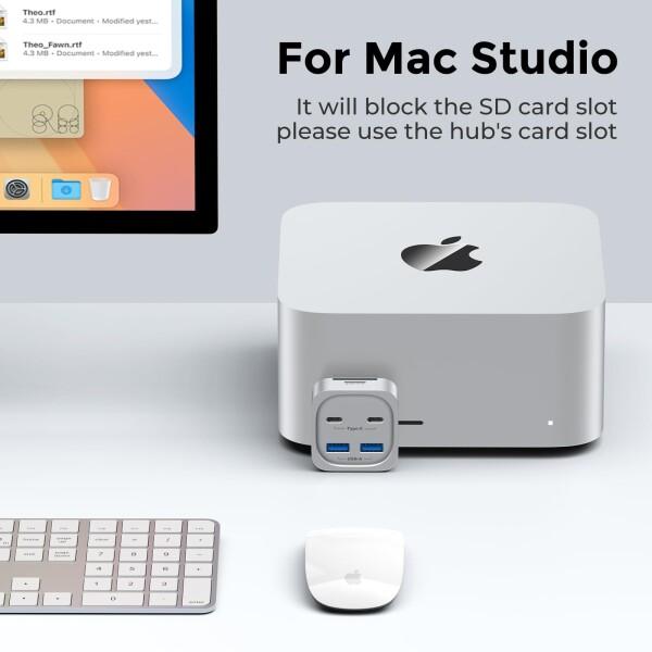Mac mini M4 ハブ、6-in-1 フロントアクセスドッキングステーション