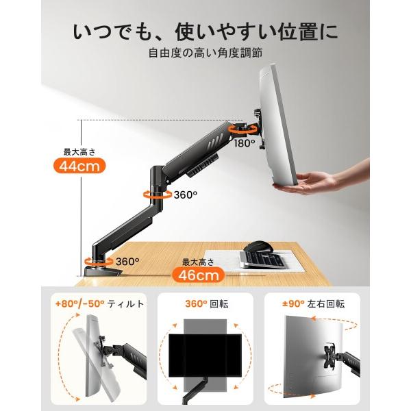 ErGear モニターアーム 13-34インチ対応 耐荷重9kg ガススプリング式
