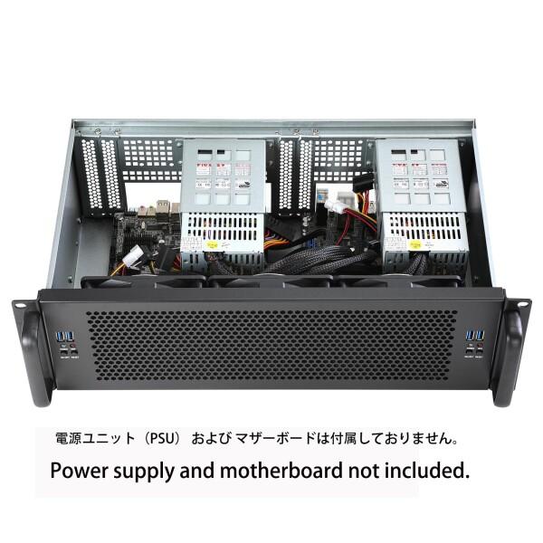IPCHASSIS 3U ラックマウントサーバーシャーシ、ブラックメタル、工業