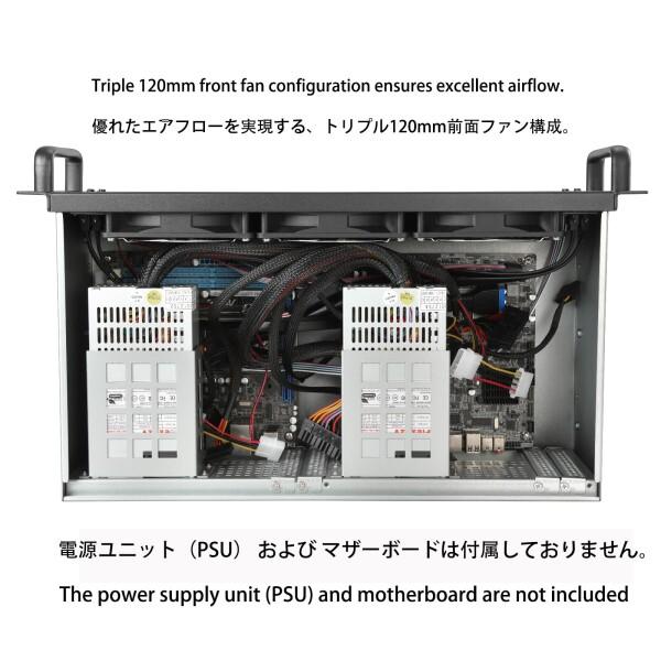 IPCHASSIS 3U ラックマウントサーバーシャーシ、ブラックメタル、工業