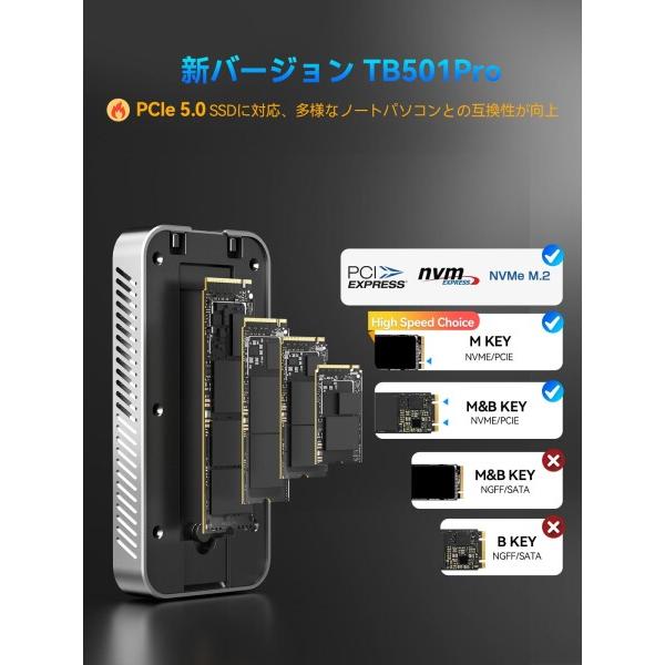 ACASIS 80Gbps M.2 NVMe SSDエンクロージャ、（冷却ファン搭載） m.2