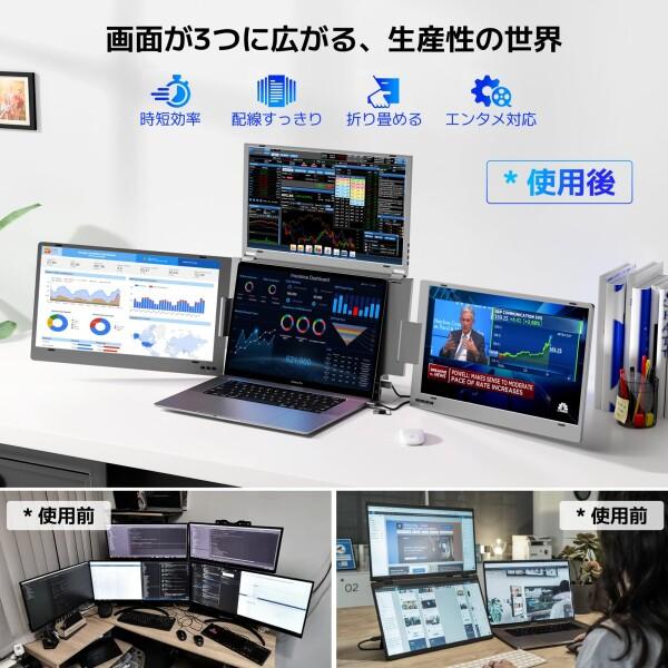 15.6インチ トリプルモニター 金属ボディ マルチモニター 3画面4画面