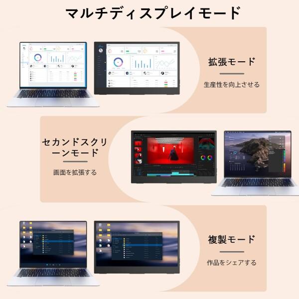 モバイルモニター 15.6 インチ タッチパネル フル HD 1920x1080 非光沢