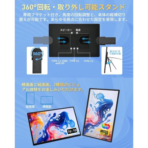 モバイルモニター 16インチ 1920*1200 ポータブルモニター ノートPC