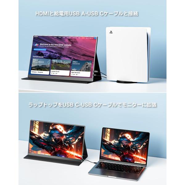 Yodoit モバイルモニター モバイルディスプレイ ポータブルモニター