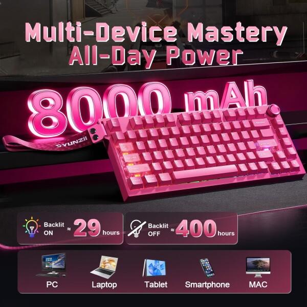 YUNZII RT75 PRO ワイヤレスゲーミングキーボード ラピッドトリガー