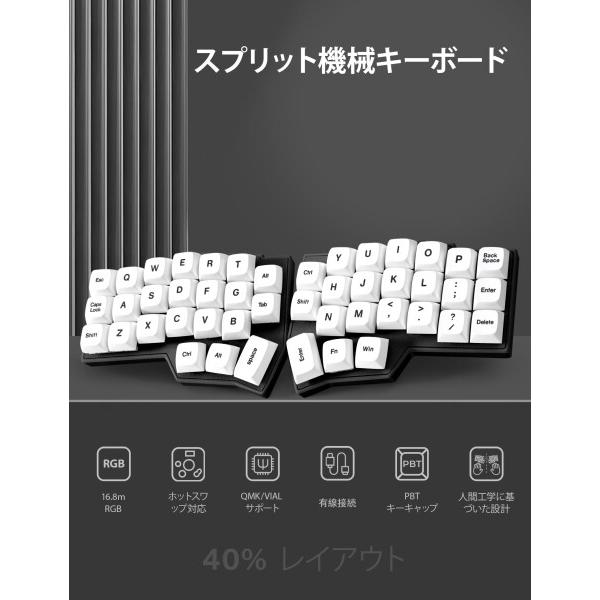 CORNE V4 分離型メカニカルキーボード 40% QMK対応 Amazon | YIVU Corne V4 2.4GHzワイヤレス 分離型メカニカルキーボード