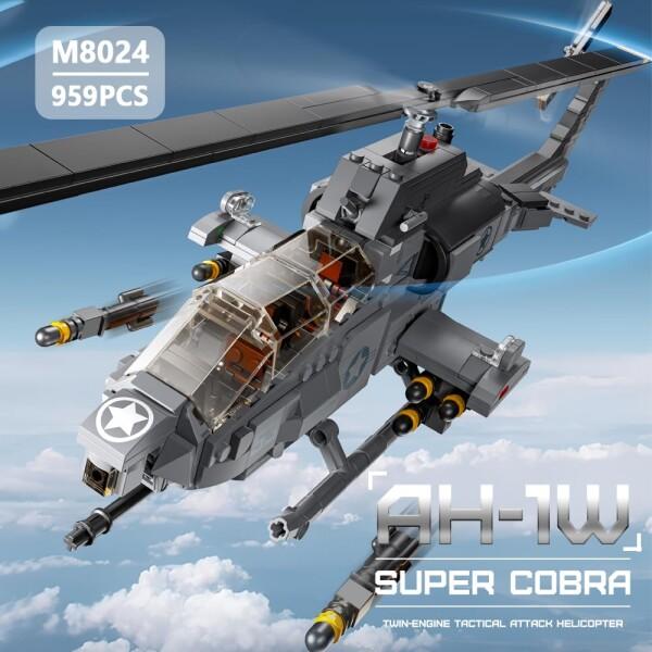 MISINI M8024 AH-1Wスーパーコブラ武装ヘリコプター積み木セット、958