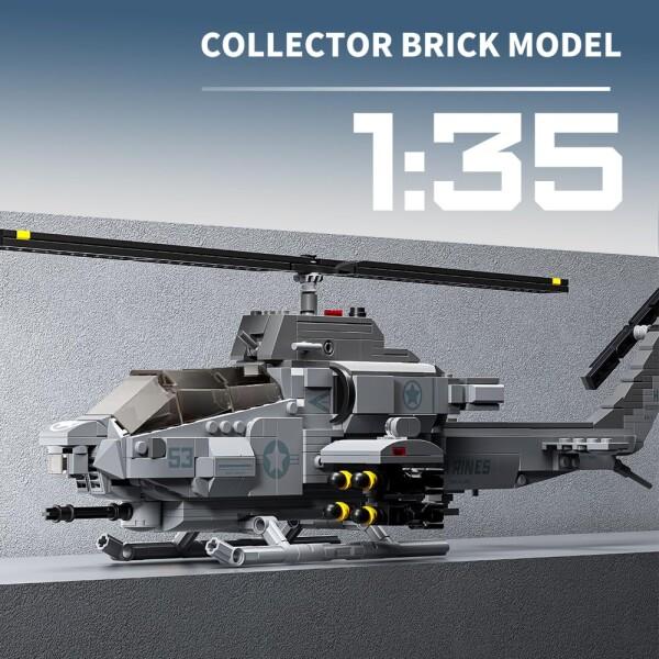 MISINI M8024 AH-1Wスーパーコブラ武装ヘリコプター積み木セット、958