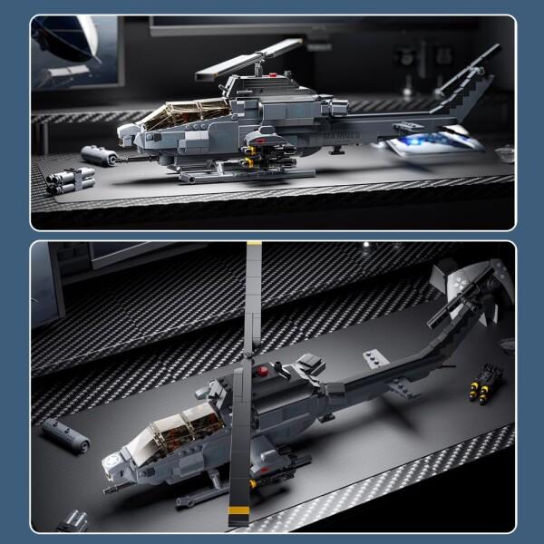 MISINI M8024 AH-1Wスーパーコブラ武装ヘリコプター積み木セット、958