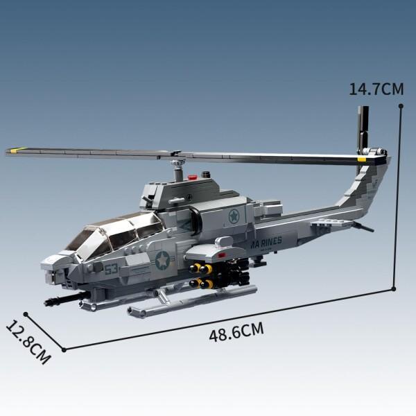 MISINI M8024 AH-1Wスーパーコブラ武装ヘリコプター積み木セット、958