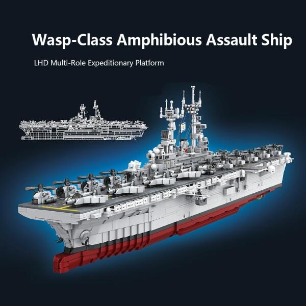 MISINI M7024スズメバチ類の両生類攻撃艦積み木セット、5220ブロック