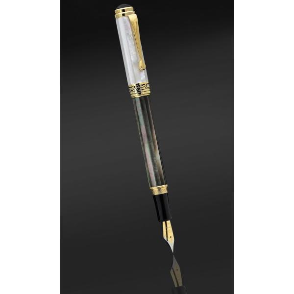 Xezo Maestro 万年筆 中字 玉虫色 海洋起源 タヒチ ブラック&ホワイト