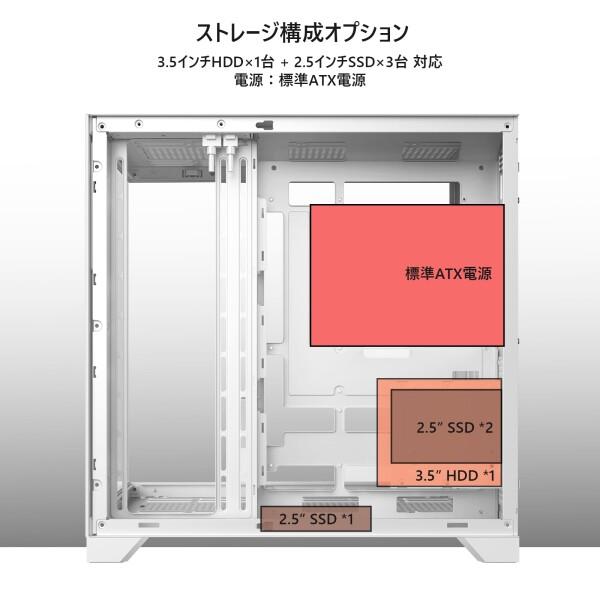 フルタワーATX PCケース 4個PWM ARGBファン付属 270°両面強化ガラス E