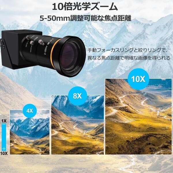 HDMI USB Camera 4K 60FPS ウェブカム USB3.0 10倍光学ズーム 5-50mm