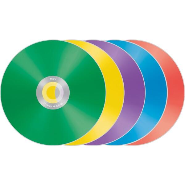 太陽誘電製 That's CD-R音楽用 24倍速80分 5色カラーミックス