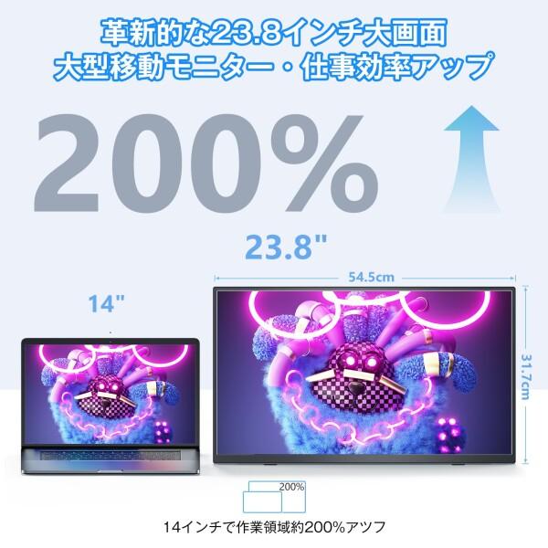 KEEPTIME 23.8インチ 4K モバイルモニター UHD 3840*2160 持ち運び
