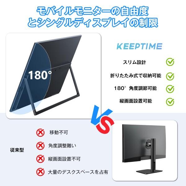 KEEPTIME 23.8インチ 4K モバイルモニター UHD 3840*2160 持ち運び