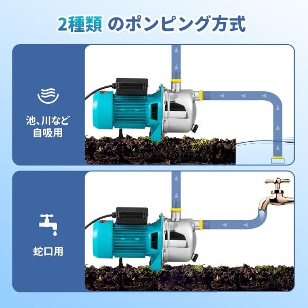 Poafamx 電動井戸ポンプ 750W 最大給水深8-9m 3200L/H 最大揚高35M