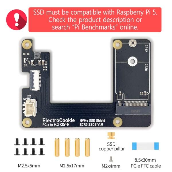 ElectroCookie Raspberry Pi 5ケース、アルミニウム製ミニタワーケース