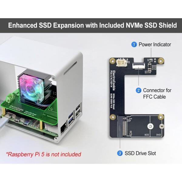ElectroCookie Raspberry Pi 5ケース、アルミニウム製ミニタワーケース