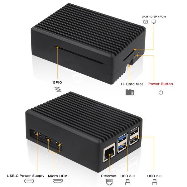 Geekworm Raspberry Pi 5 ケース P573 アルミニウム金属ケース
