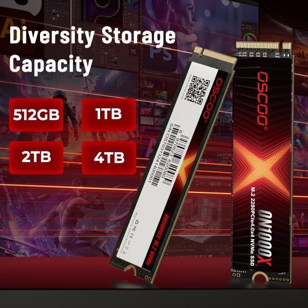 OSCOO 1TB NVMe PCIe 4.0 SSD、最大読込速度 7，400MB/s、最大書込速度 6，500MB/s、3D NAND 採用、グラフェンヒー_5