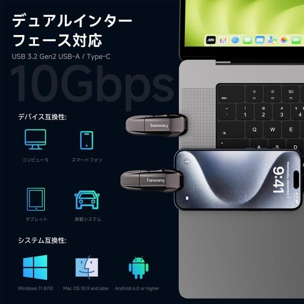 fanxiang 外付けSSD 512GB 最大読込1,050MB/sUSB3.2 Gen2対応 最大読込