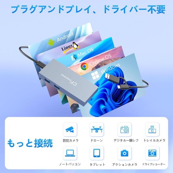 8-in-1 CFexpress Type B カードリーダー USB-C/USB-A 10Gbps超高速