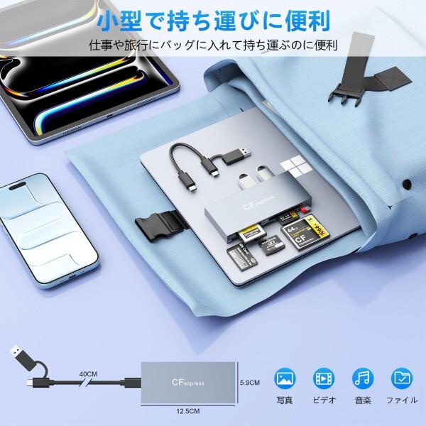 8-in-1 CFexpress Type B カードリーダー USB-C/USB-A 10Gbps超高速