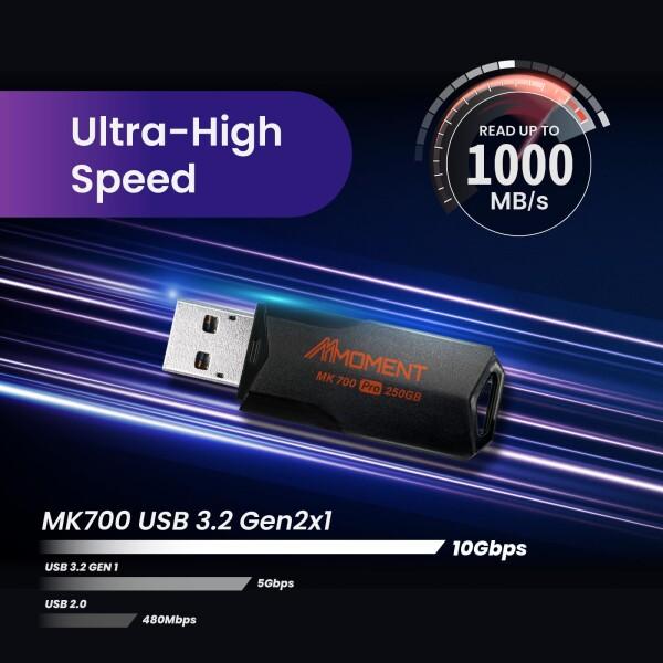 MMOMENT 超高速 大容量 MK700 500GB USBメモリ USB3.2 Gen2 PS(4) PS(5)動作確認済 SSD 外付け (最大読込1000MB/s)_1