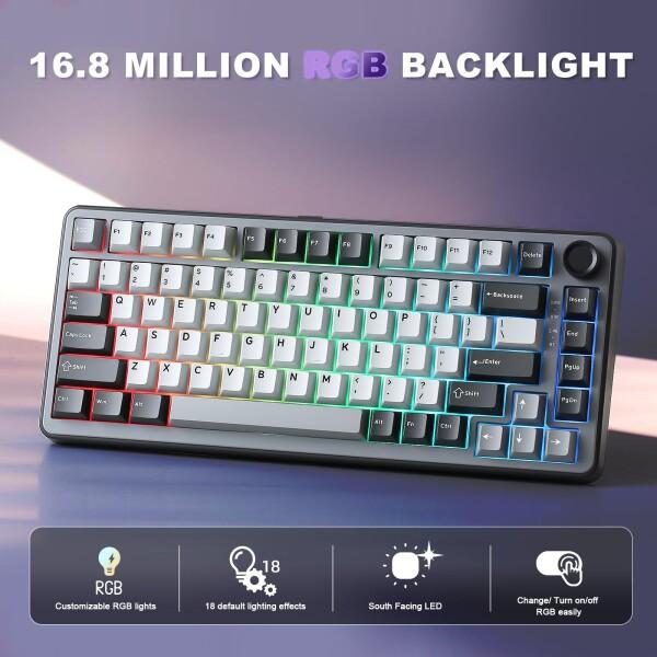 YUNZII B75 PRO 75% ガスケットゲーミングキーボード 無線メカニカル