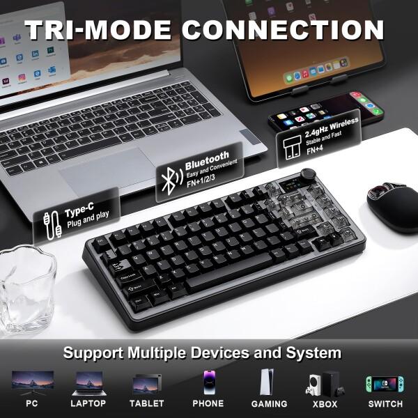 YUNZII B75 PRO MAX QMK/VIA ワイヤレスメカニカルキーボード 75%英語