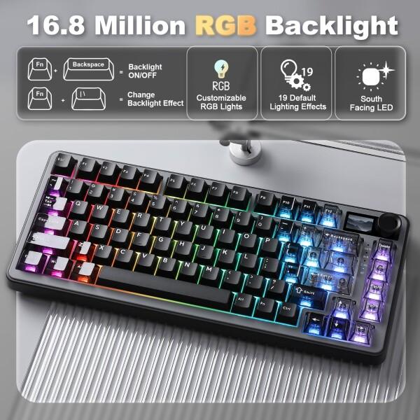 YUNZII B75 PRO MAX QMK/VIA ワイヤレスメカニカルキーボード 75%英語