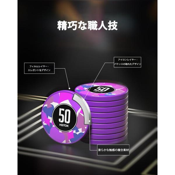 HEITOK ポーカーチップ ポーカーセット 300枚 数字入り 11.5g カジノチップ トランプ2組とサ_4