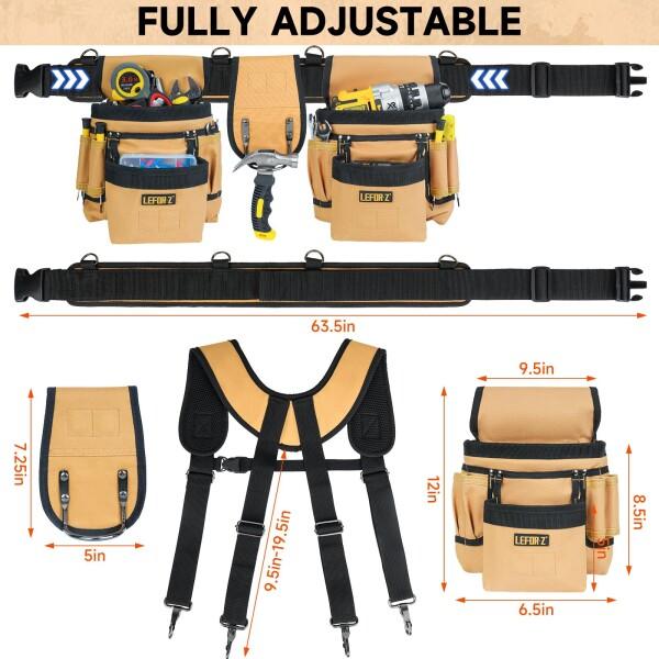 腰袋 ツールベルト サスペンダー付き 腰道具セット 27 ポケット 磁気