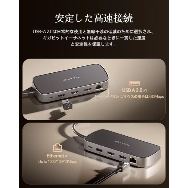 PULWTOP MacBook Pro ドッキングステーション デュアルモニター 4K