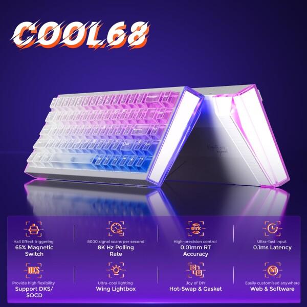 DAREU COOL68 ゲーミングキーボード 0.01mm ラピッドトリガー対応 光翼