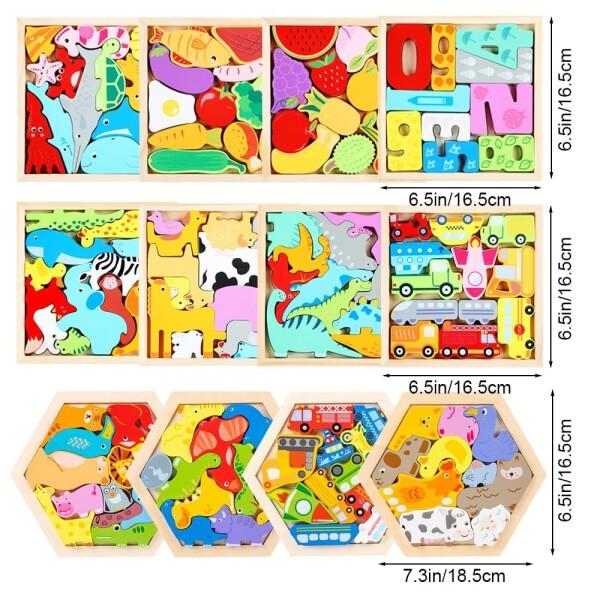 木製パズル 型はめパズル 形合わせ 4種類シリーズ 2 3 4 5 6歳 立体