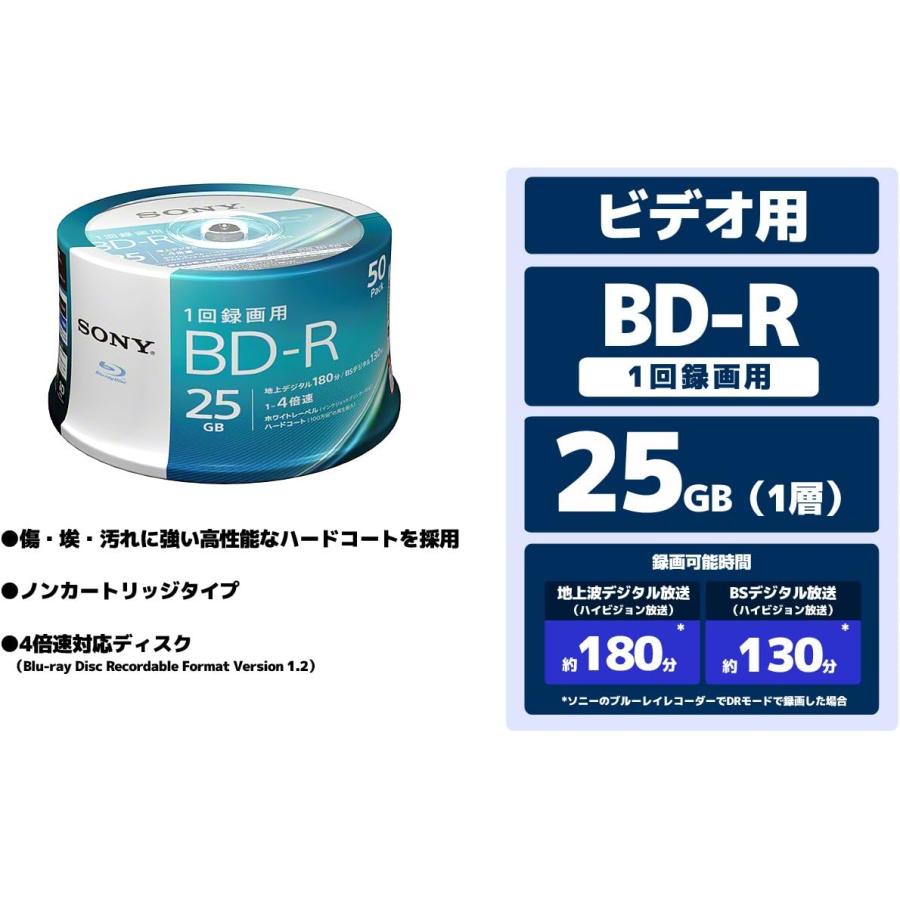 SONY（ソニー） ブルーレイディスク BD-R 25GB (1枚あたり地デジ約3