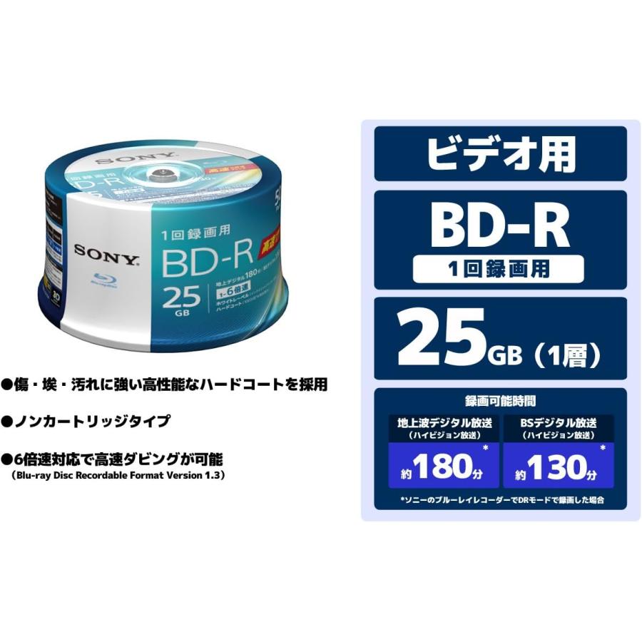 SONY（ソニー） ブルーレイディスク BD-R 25GB (1枚あたり地デジ約3