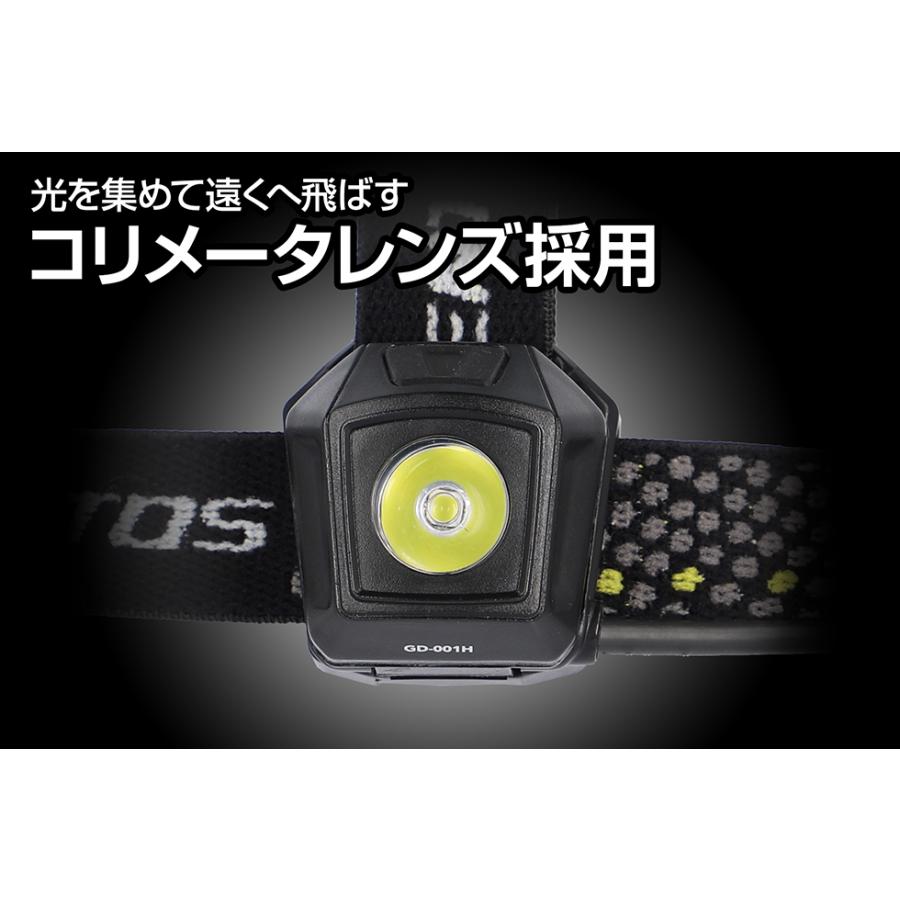 GENTOS（ジェントス） LED ヘッドライト USB充電式 GD-001H【明るさ320