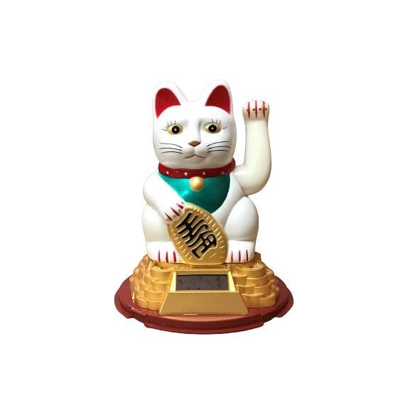 ソーラーバッテリー 動く 手振り 招き猫【大・白色】 ソーラー ソーラーバッテリー 動く 手振り 招き猫【大・白色】 ソーラー