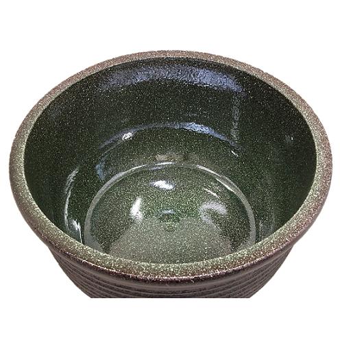 新品　特大51x49　陶器睡蓮鉢　メダカ鉢　難有　エメラルドグリーン　緑黒LBK 新品 特大51x49 陶器睡蓮鉢 メダカ鉢 難有 エメラルドグリーン