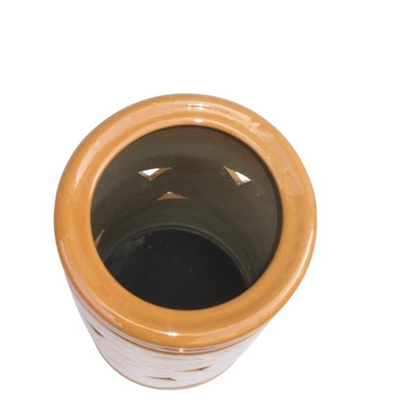 アウトレット・訳あり品》陶器傘立て【ブラウン・透かし】 陶器 傘 傘