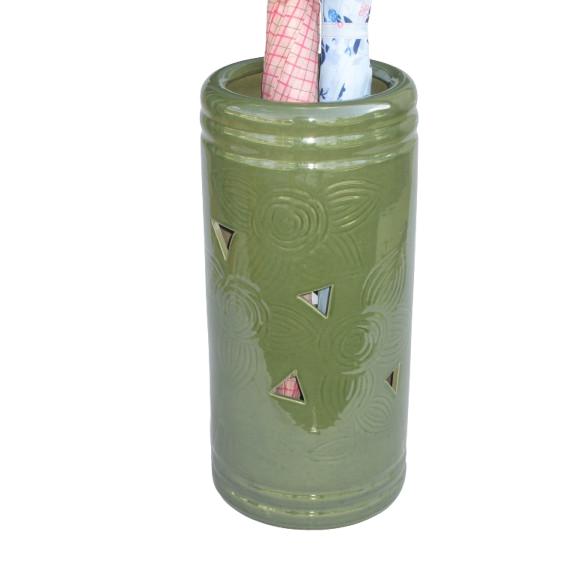 アウトレット・訳あり品》陶器傘立て【グリーン・透かし】 陶器 傘 傘