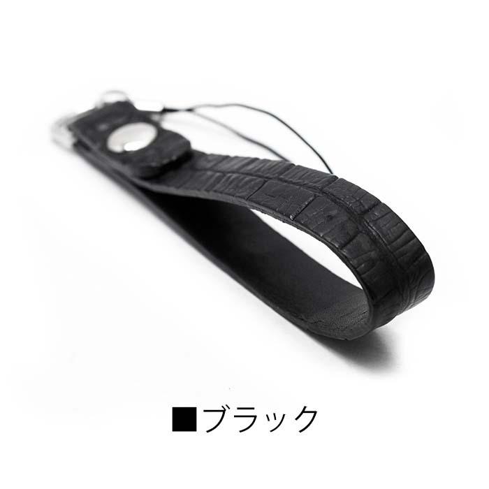 ハンドメイド 携帯ストラップ レザー 本革 クロコダイル 鰐革
