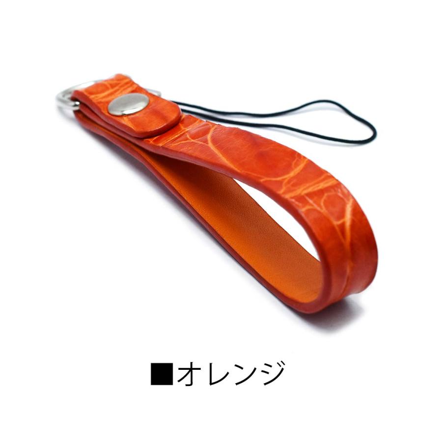 ハンドメイド 携帯ストラップ レザー 本革 クロコダイル 鰐革